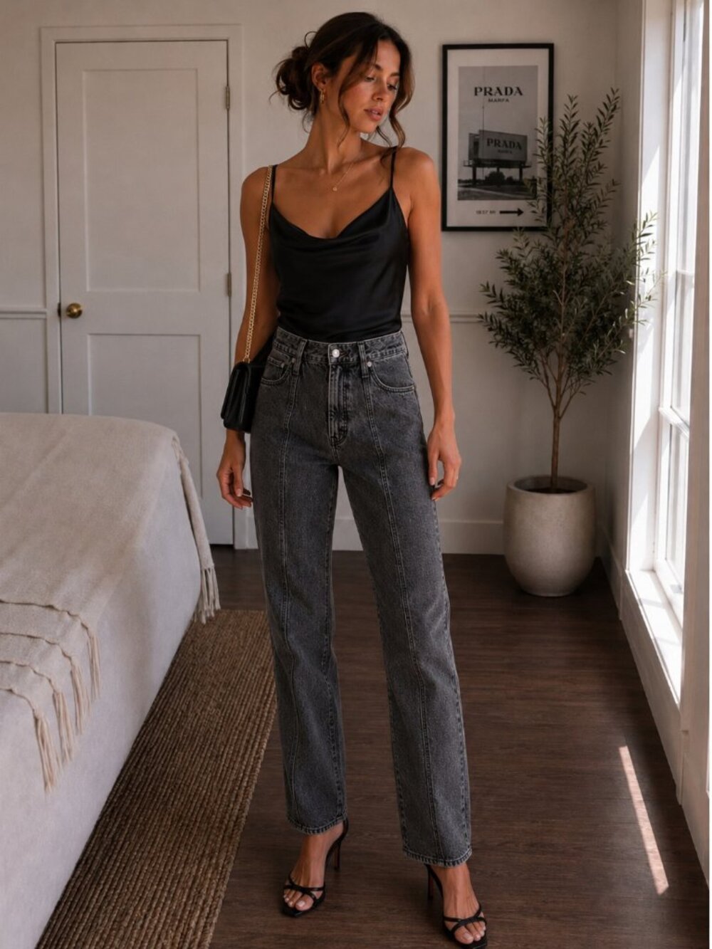 Madewell Perfect Vintage Straight Seamed Jeans 27 Charcoal Gray $138